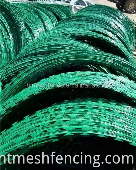 BTO-22 Green Powder Coated Concertina Razor Barbed Wire